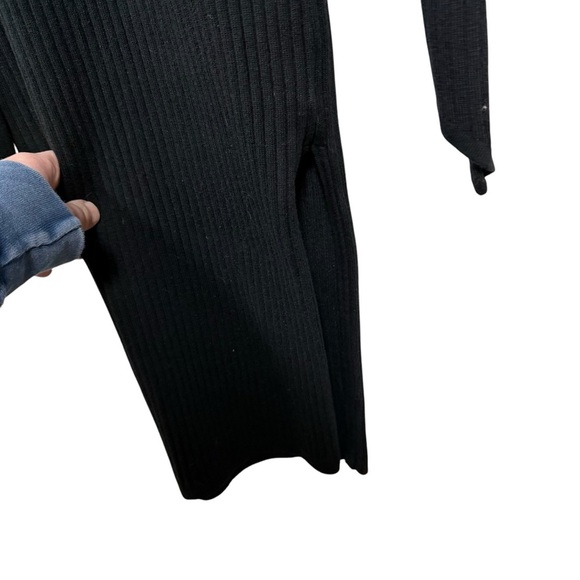 Good American Women’s Rib Knit Tie Waist Side Slit Midi Dress Black Size M (2) - Picture 9 of 16